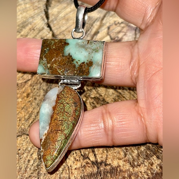 Yellow Green Chrysoprase Pendant 3” - Picture 9 of 13